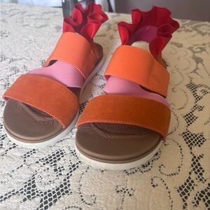 Skechers Orange and Pink Luxe Foam Sandals